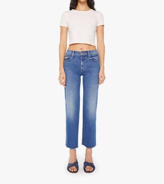 Mother Rambler Zip Ankle Fray Jeans In Dugout