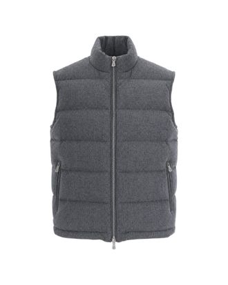 Eleventy Medium Grey Melange Down-Filled Wool-Cashmere Vest