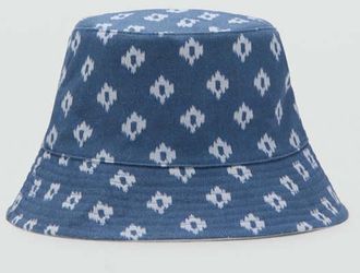 Mango Cappello 100% lino stampa navy - Uomo - Taglia unica - MANGO MAN