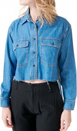 ASKK NY Crosby Combo Flannel Shirt In Denim Blue & Houndstooth Multi