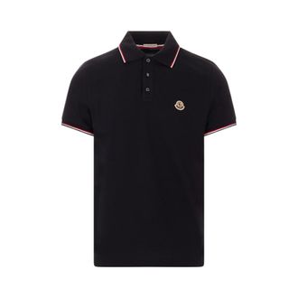 Moncler Polo Shirts, male, Blue, Size: S Cotton Piqu&eacute; Polo