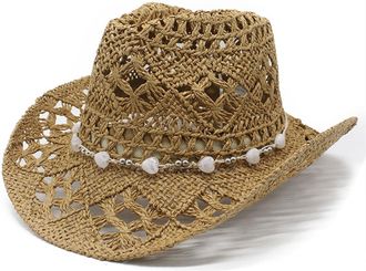 Generic Cowboy Hat,Men Women Woven Straw Western Cowboy Cowgirl Hat Beach Sun Hats Wild Classic Cowboy Straw Hats for Men Music Festival Party Dress Up Birthd