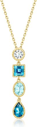 Ross-Simons White and Tonal Blue Topaz Pendant Necklace in 18kt Gold Over Sterling