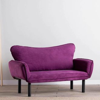Dmora Sof&aacute; Cama 2 Plazas Mindulle, Reclinable, Con Brazos, Asientos Para 2, 140x65 Cm Violeta