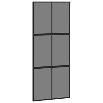 Berkfield Home Sliding Door Black 90x205 cm Tempered Glass & Aluminium