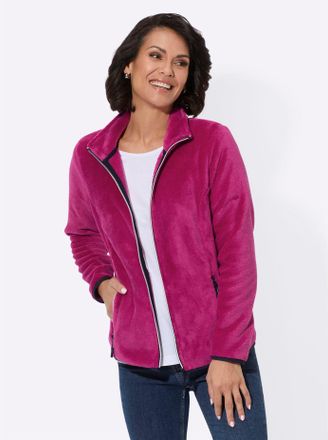 Casual Looks Fleecejacke CASUAL LOOKS, Damen, Gr. 38, pink (magenta), 100% Polyester, unifarben, Jacken Fleecejacke
