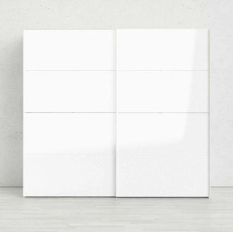 Dmora Armario 2 Puertas Damienne, Muebles De Dormitorio, Vestidor, Armario De Ropa, 243x61 H220 Cm, Blanco Brillante - Dmora