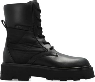 Moncler Aurea Ankle Boots - female - Moncler - Lace-up Boots - Black - 4 1/2 UK - Shoes