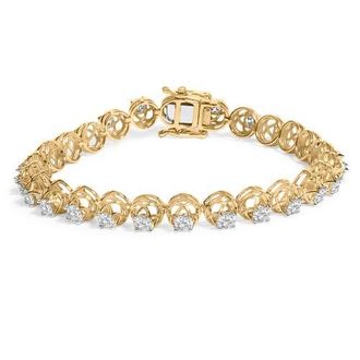 House of Brilliance 14K Yellow Gold Plated Silver 3 9/10 Cttw Diamond Buttercup Style Tennis Bracelet at Nordstrom