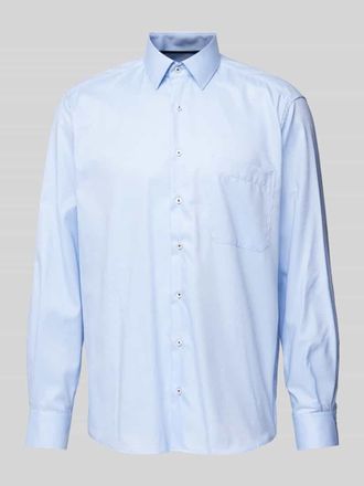 Eterna Comfort Fit Businesshemd in Uni-Struktur in Bleu, Größe 41