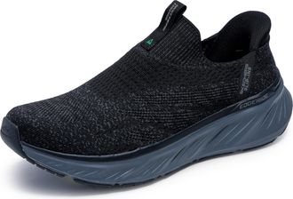 Skechers Mens Edgeride Commissioner Slip-On Sneakers, Black Knit/Charcoal Trim, 8 UK