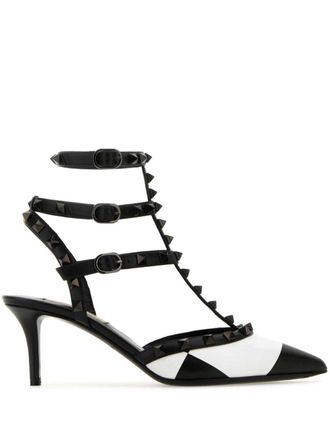 Valentino Garavani 60mm Rockstud two-tone leather pumps - Black