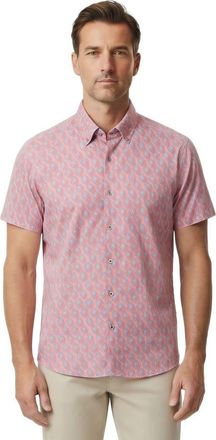 Lords of Harlech Mud Geo Mens Merino Wool Shirt in Mud Geo Coral at Nordstrom, Size Xx-Large