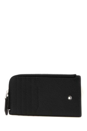 Montblanc Mens Black Leather Card Holder Portafogli Wallet