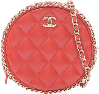 Chanel 2019 Quilted Lambskin Round Chain Around Clutch With Chain shoulder bag - Rosso