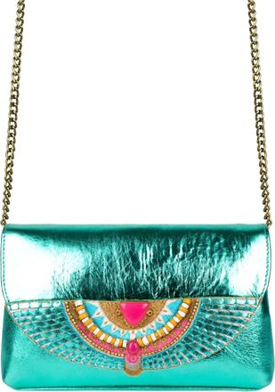 Nahua Womens Cherina Leather Bag In Caribbean/pink Jade