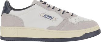 Autry Leather Sneakers With Suede Inserts And Contrasting Heel Tab