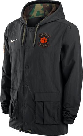 Nike Clemson Nike Mens Full-Snap Hooded Military Jacket in Black | 02XQ09SGCLN-XZK