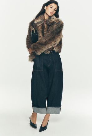 Maeve Cropped Faux Fur Coat Jacket