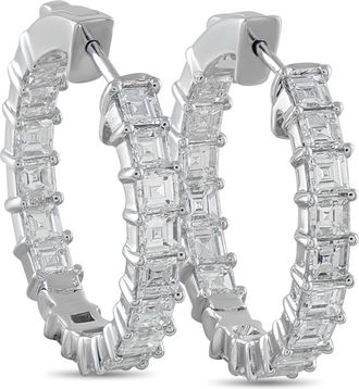 Luxury Bazaar 18K White Gold 4.75ct Diamond Hoop Earrings AER-16447-12