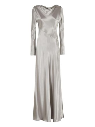 Alberta Ferretti Long Satin Dress With Bias-Cut Fabric
