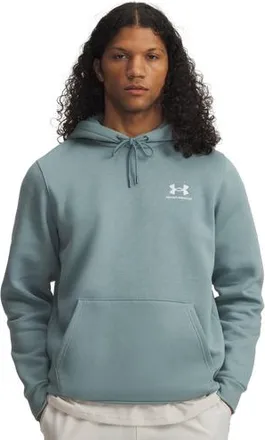 Under Armour Mens Essential Fleece Hoodie - Serpentine/White