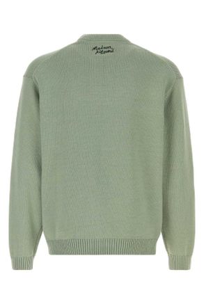 Maison Kitsun&eacute; Mens Mint Green Cotton Blend Sweater Vertdegris Exterior: Nylon Maglieria