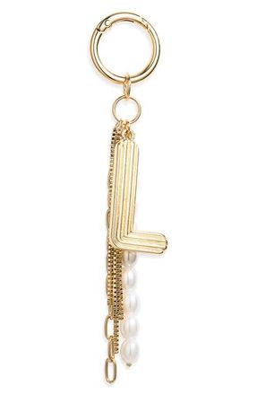 Chelsea28 Initial Faux Pearl Bag Charm in L- White- Gold at Nordstrom