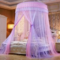 OEM Mosquitera De Techo Para Cama Doble, F&aacute;cil Instalaci&oacute;n, C&uacute;pula Plegable Con Ganchos, Rosa Y Morado - Crezuo