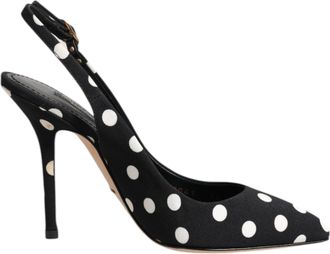 Dolce & Gabbana Black White Dotted Stiletto Slingback Womens Shoes (Pre-Owned)