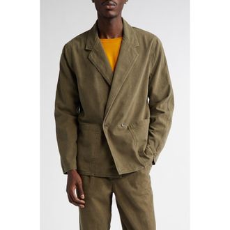 Noah Double Breasted Cotton Twill Sport Coat in Dark Olive at Nordstrom, Size 36