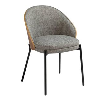 Angel Cerd&aacute; Grey Fabric Dining Chair with Walnut Veneer & Black