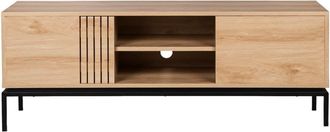 DRAWER Mueble de TV de 2 puertas de madera y metal L150cm - Madera clara