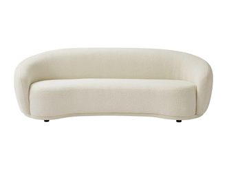 VENTE-UNIQUE.COM Sof&aacute; fijo poli&eacute;ster 3 plazas blanco 227x88cm