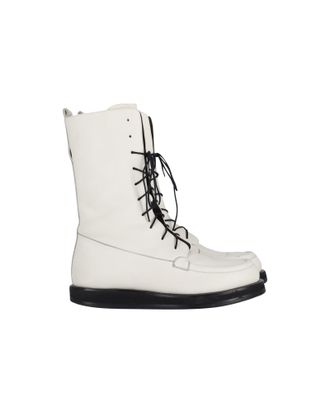 The Row Pre-owned Womens The Row Patty Lace-Up Combat Boots in White Leather - Size 37.5 EU/IT