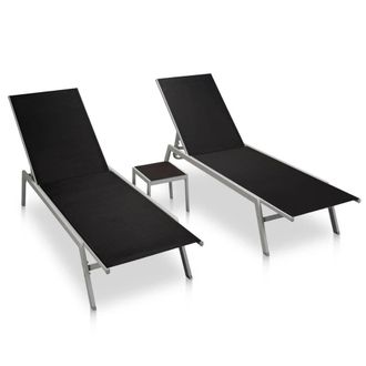 Berkfield Home Sun Loungers 2 pcs with Table Steel & Textilene Black