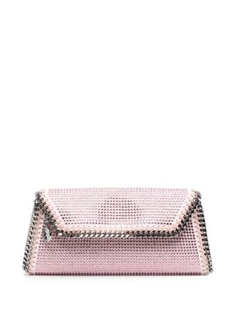 Stella McCartney Falabella crystal-embellished clutch bag - women - Polyester/Polyurethane/Polyester - OS - Pink