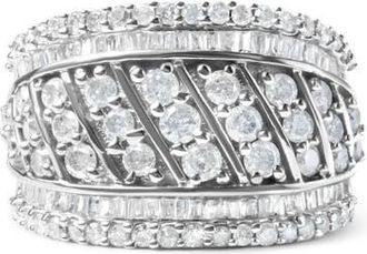 House of Brilliance Silver 2.00 Cttw Diamond Fashion Multi Row Cocktail Ring at Nordstrom, Size 7