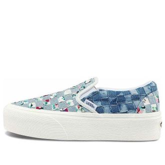 Vans (WMNS) Vans Classic Slip-On Stackform Low-Top Sneakers Denim-Blue Blue White VN0A7Q5RB12