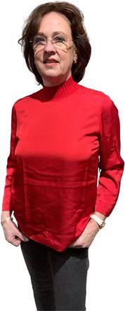 Marc Aurel Gezellige Coltrui Gebreide Kleding voor Vrouwen - Dames - Coltruien - Rood - 2XL - Truien & Vesten