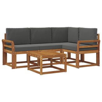 vidaXL Conjunto De Sof&aacute;s De Exterior 5 Pcs Natural Y Antracita Vidaxl