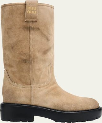 Miu Miu Suede Tall Moto Boots
