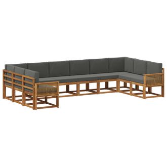 vidaXL Conjunto De Sof&aacute;s De Exterior 10 Pcs Natural Y Antracita Vidaxl