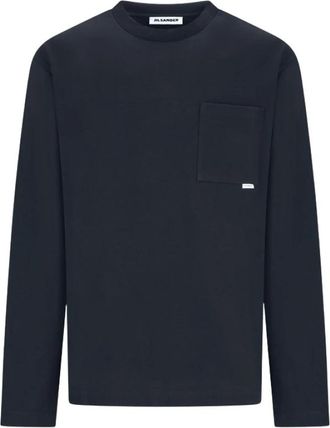 Jil Sander T-Shirt LS W/Pocket - Heren - Tops - Blauw - Maat: L Katoen