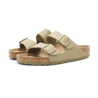 Birkenstock Mens Arizona Rivet Logo Vegan Sandals In Faded Khaki