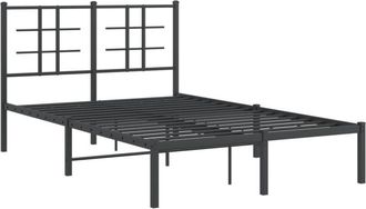 vidaXL Metal Bed Frame without Mattress with Headboard Black 120x200cm Vidaxl
