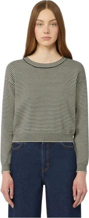 Max Mara Rondgebreide trui - Dames - Ronde hals truien - Veelkleurig - M - Katoen - Truien & Vesten
