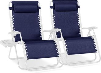 Best Choice Products Set of 2 Extra Wide Zero Gravity Lounge Chair Recliners w/ Cup Holder