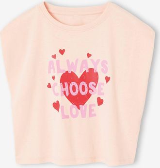 Vertbaudet T?Shirt M&auml;dchen mit Schulterpolstern, Recyclingmaterial hellrosa