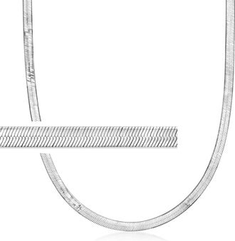 Ross-Simons Italian 4mm Sterling Silver Herringbone Chain Necklace